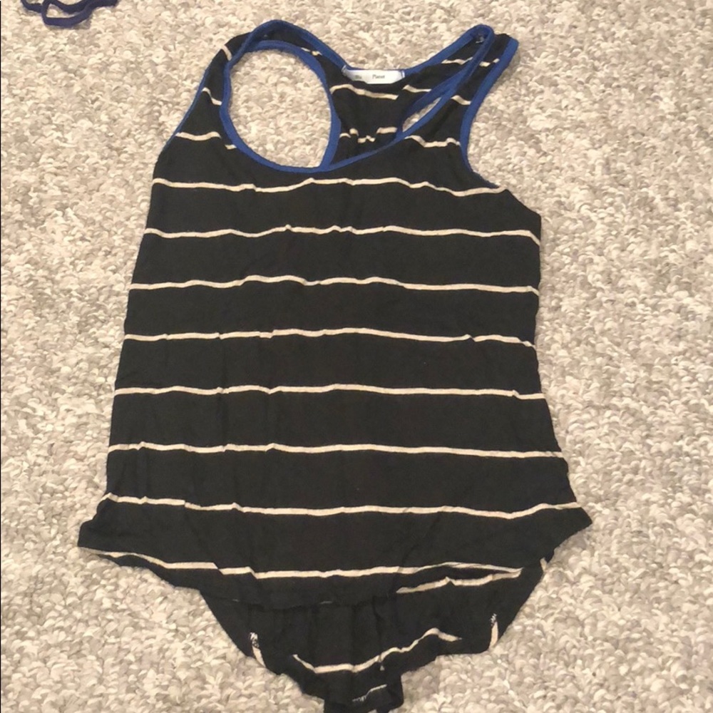 Black and white striped tank